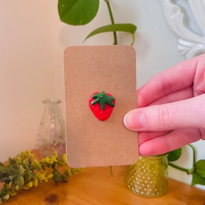 Strawberry Pin Clay Fruit Pin Berry Fruit Pin Polymer Clay Pin Cute Handmade Pin Fruit Jewelry Cute Clay Pin Gift For Fruit Lover Strawberry