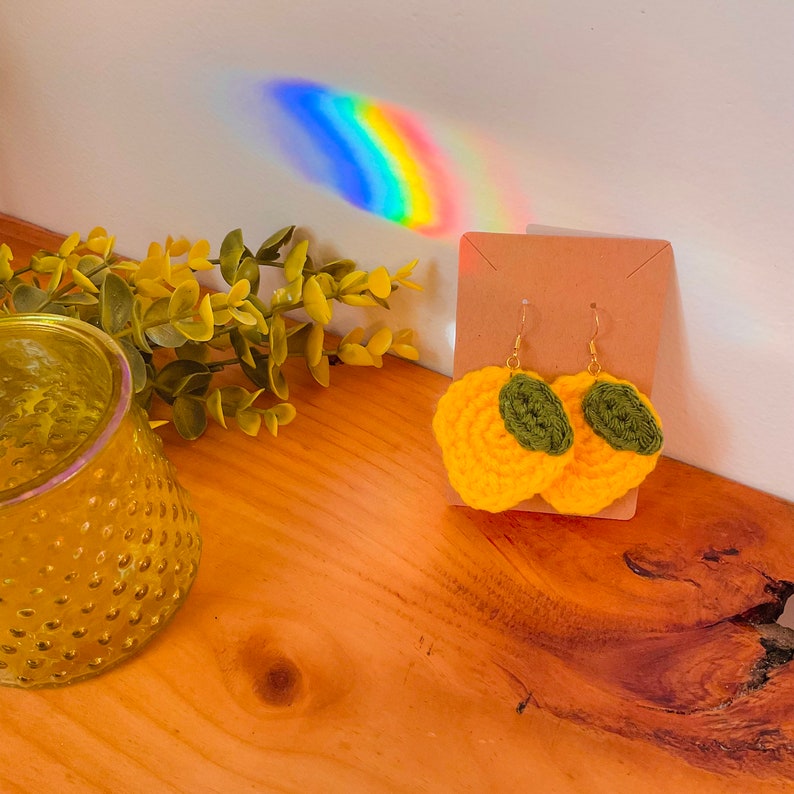 Lemon Earrings / Crochet Lemon Earrings / Fruit Earring/ Crochet