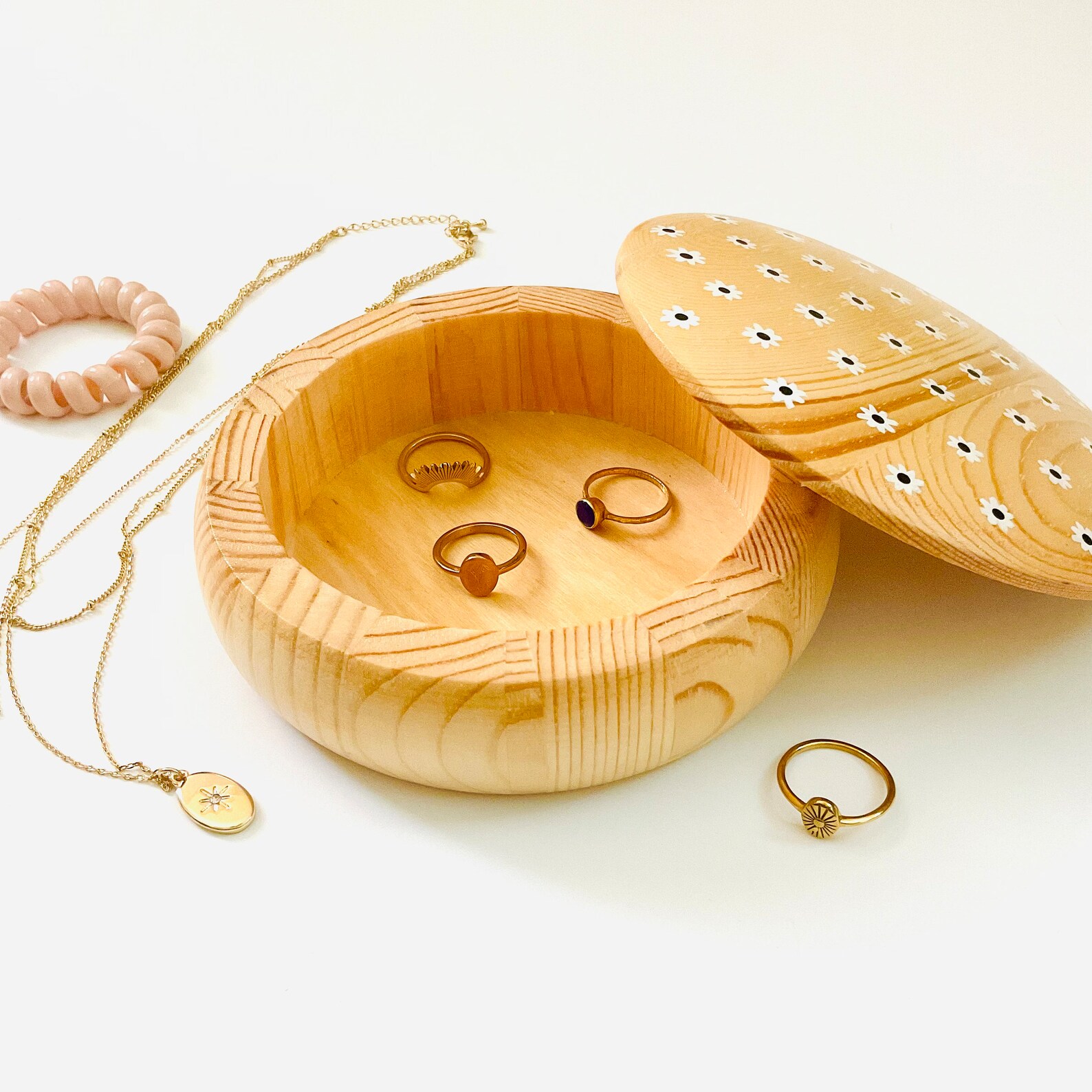 White Flower Jewelry Box/ Wooden Jewelry Box/ Hand Painted Etsy