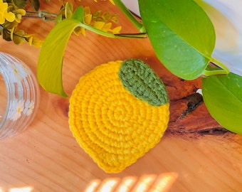 Lemon Coaster/ Crochet Lemon Coaster/ Fruit Coaster/ Crochet Coaster/ Cute Coaster/ Coaster/ Handmade