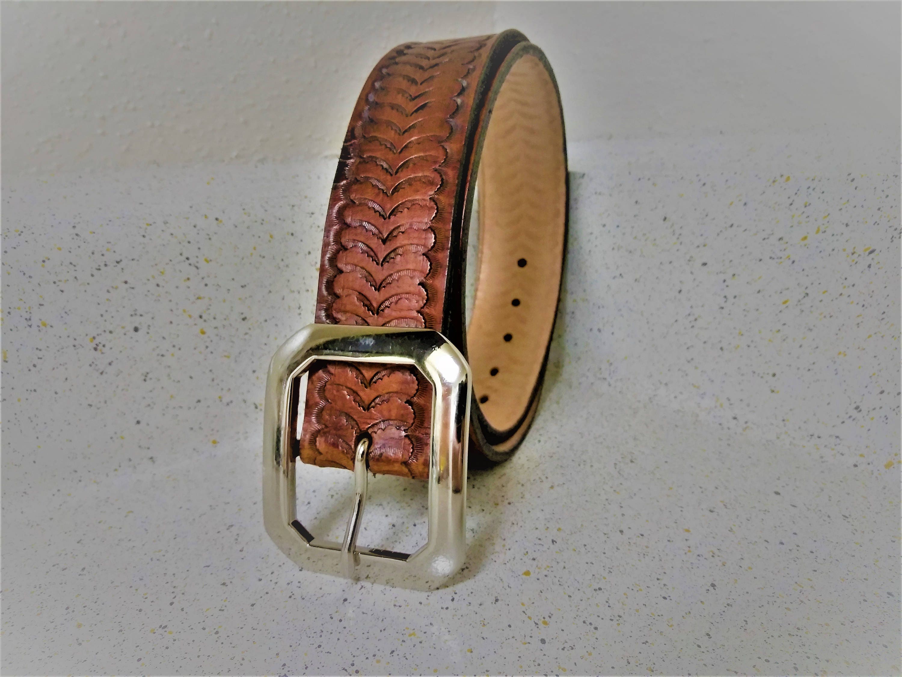 Leather Embossed Belt. Unisex Leather Belt. Strong Belt. Hand - Etsy UK