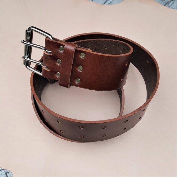 mens 2 prong leather belt