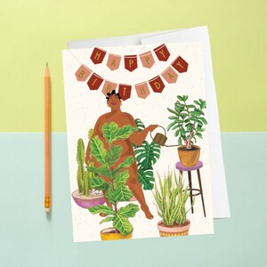 Carte d'anniversaire plante, carte de voeux plante, plante d'anniversaire, plantes d'intérieur, costume d'anniversaire, carte plante d'intérieur, amoureux des plantes, respectueux de l'environnement, recyclé