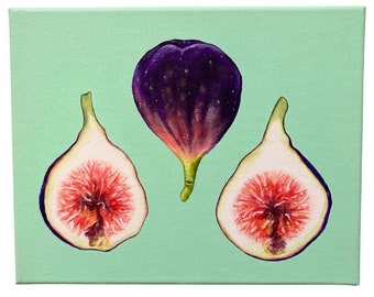 Fig Painting, oil painting, acrylic painting, kitchen decor, art, kitchen art, figs, fruit, fruit art, vegan art, farmer, cook, chef, plants