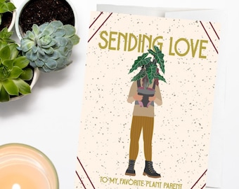 Plant greeting card, plant parent, plant mom, houseplants, plant dad, houseplant card, plant lover, eco-friendly, recycled, plant addict