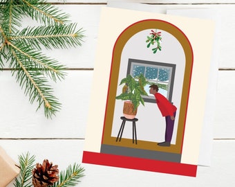 Mistletoe Holiday Greeting Card, Begonia, houseplants, houseplant, plant card, plant gifts, plants, ficus, christmas,christmas card, secular