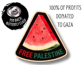 Épinglette PALESTINE, Produit reversé à Gaza, Épingles en bois, Palestine libre, Épinglette de Gaza, Art palestinien, Pastèque de Palestine, Gaza, épinglette de pastèque