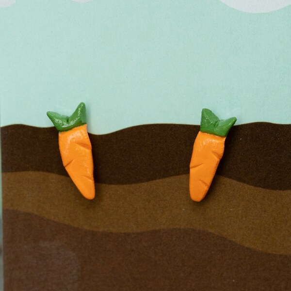 Carrot Stud Earrings, Vegan Jewelry, Vegan Gifts, Vegan Art, Vegetarian, Plant Based, Carrot Jewelry, gifts for women, mothers day gifts