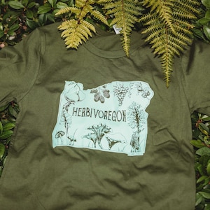 Camiseta Herbivoregon, camiseta vegana, camiseta Oregon, arte Oregon, Oregon, presentes veganos, vegetariano, à base de plantas, PNW, menores de 35 anos, presentes menores de 35 anos