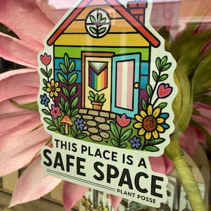 Rainbow Safe Space Window Decal: LGBTQ+ Ally Sign, Inclusive Decor