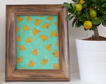 Ginkgo print, 8 x 10 Print, leaf art, botany, ginkgo tree, decor, gingko, ginkgo art,  ginkgo biloba, ginkgo leaf, mothers day, mom gift,art