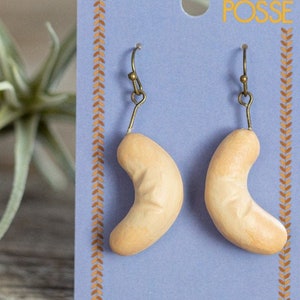DISCOUNTED Cashew earrings, nut earrings, nuts, vegan jewelry, dangle earrings, gifts for cooks, vegetarian gifts, gifts for vegans, nuts
