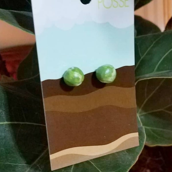 Brussels Sprouts Stud earrings, Stud Earrings, holiday gifts, Christmas gifts,studs, vegan gifts, vegan jewelry, brussels sprouts, brussels