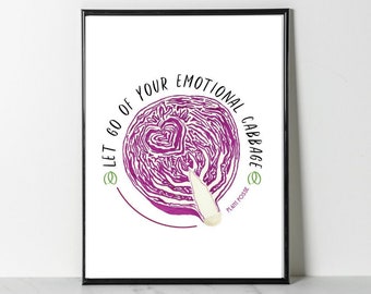 Red Cabbage Print, Vegan Art, Cabbage Art, Eco friendly art, prints, kitchen art, wall art, gifts for vegans, vegetarian, chef, painting