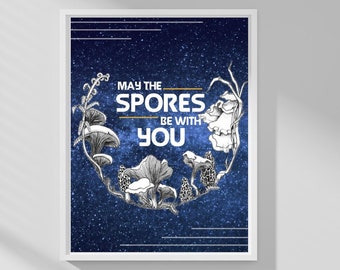 Sporenprint, cottagecore, 8 x 10, paddestoelprint, print, mycologie, paddenstoelenjager, paddenstoelenjacht, paddenstoelenkunst, veganistisch, paddenstoelenkunst