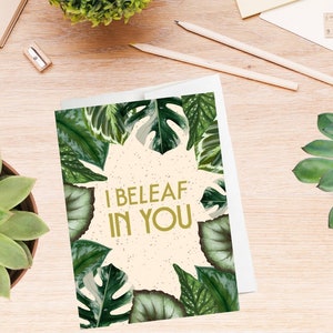 Carte de voeux végétale, carte de voeux de soutien, encouragement, croyance, croyance, carte de feuille, carte de plante d'intérieur, amoureux des plantes, respectueux de l'environnement, recyclé