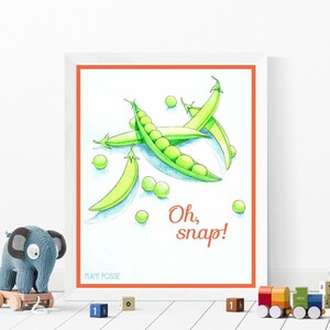 Sugar snap Peas Eco-print, 8 x 10 Print, vegan art, home decor,decor, peas art, peas in a pod, vegetable art, veggie art, kitchen decor,peas