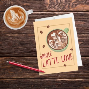 Latte Karte, Kaffeekarte, Koffeinkarte, Karte mit Kaffee, Latte Art Karte, umweltfreundlich, recycelt, Café, Kaffeeliebhaberkarte, Kaffeeliebhaber
