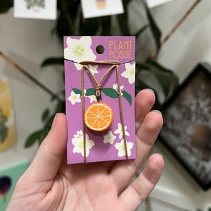 Orange Pendant Necklace, fruit jewelry, Vegan gifts, vegan jewelry, vegetable art, vegetarian, teachers gift, teachers, teacher gift