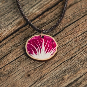 Radicchio necklace, veggie necklace, sustainable jewelry, eco friendly necklace, art, farmer, foodie, vegetable, cooking gifts, produce