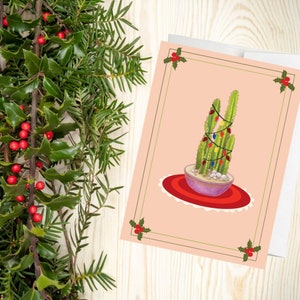 Cartão de felicitações de feriado de cacto, plantas de casa, planta de casa, cartão de planta, presentes de planta, plantas, cacto, natal, cartão de natal, secular, feriados