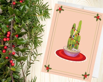 Cactus Holiday Gretting Card, houseplants, houseplant, plant card, plant gifts, plants, cactus, christmas, christmas card, secular, holidays