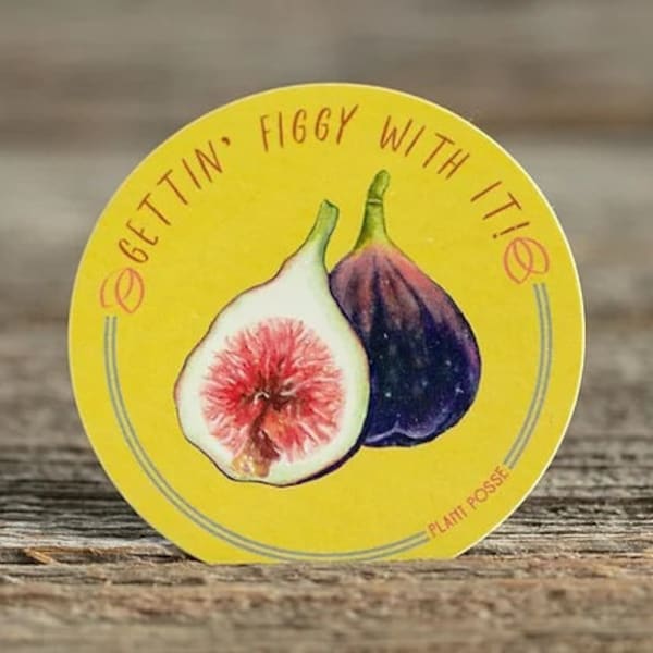 Fig Sticker, Gettin Figgy with it, punny sticker, vegetarian gifts, gifts under 5, fig sticker, funny stickers, cute stickers, pun art,vinyl