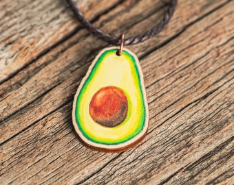 Avocado necklace, veggie necklace, sustainable jewelry, eco friendly necklace, half avocado, cut avocado, tropical produce, fruit, guacamole
