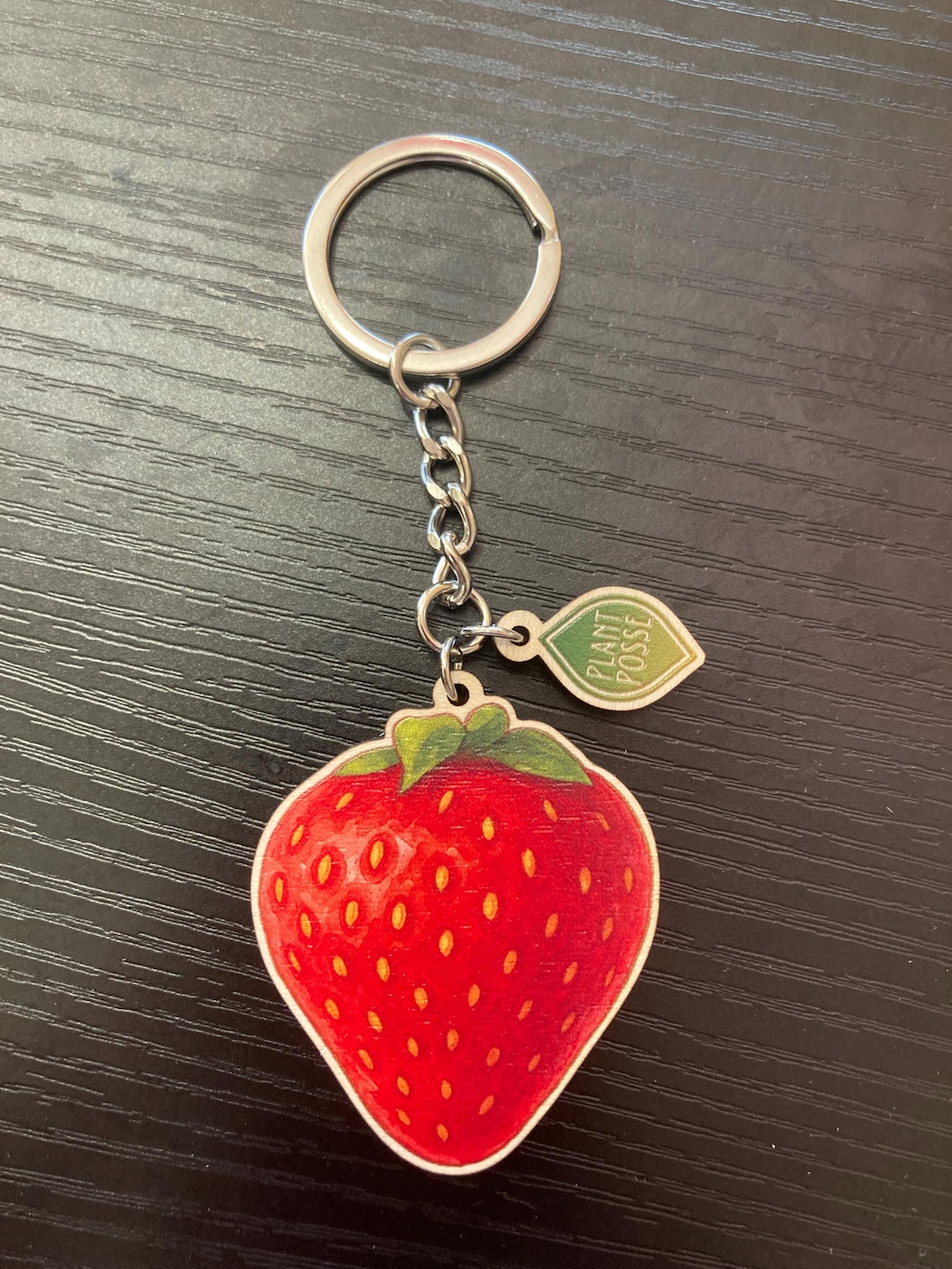 Strawberry Keychain, Eco Friendly Keychain, Wooden Keychain ...