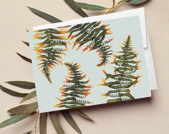 Fern card, Rilke quote card, Rilke card, fern fronds, fern greeting card, nature card, forest, botany, eco-friendly, recycled, poem, poetry