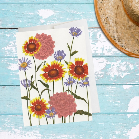 Wildflower Card Floral Card Country Card Plant Posse Etsy
