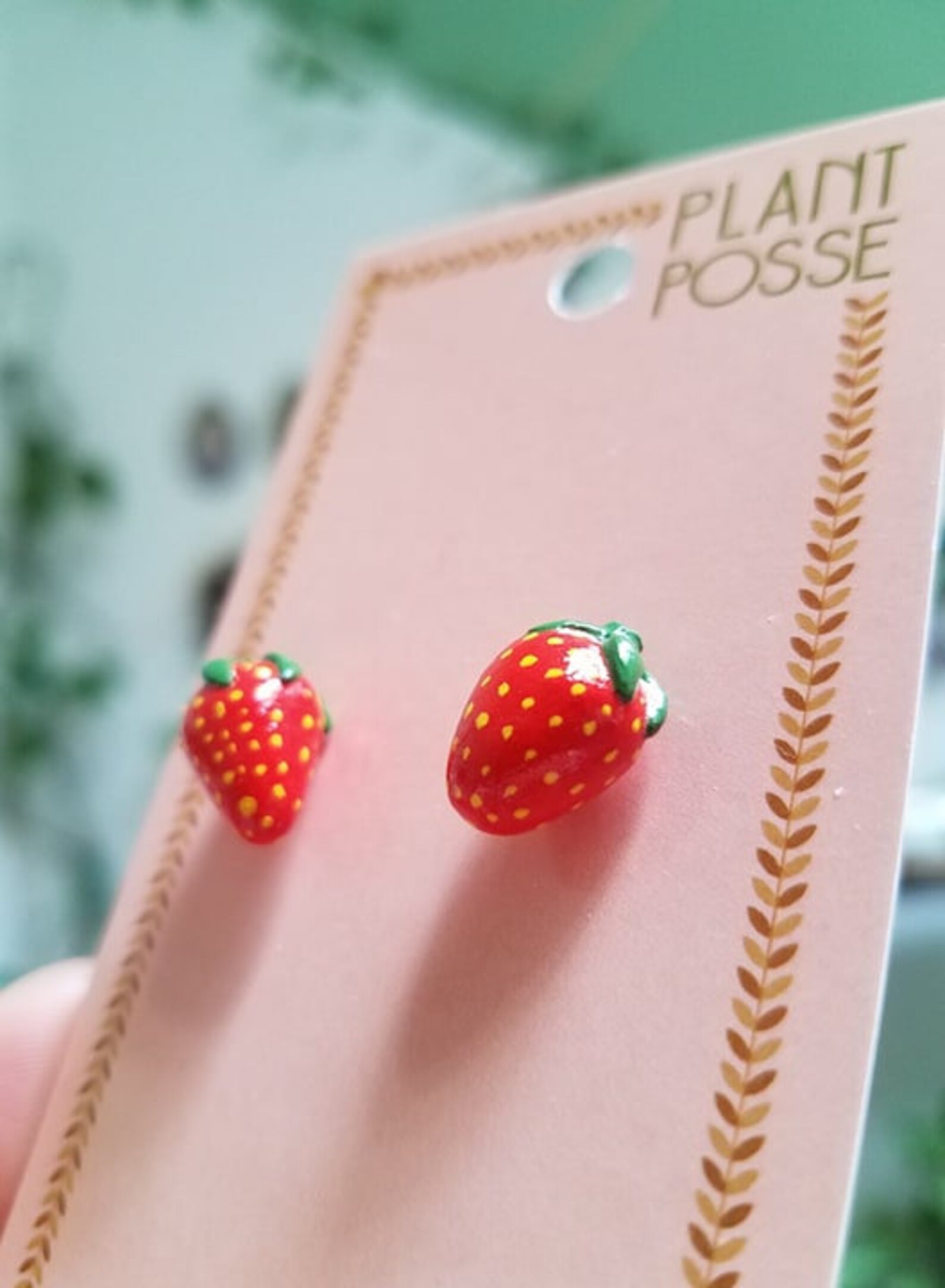 Strawberry Stud Earrings Vegan Jewelry Strawberries Stud Etsy