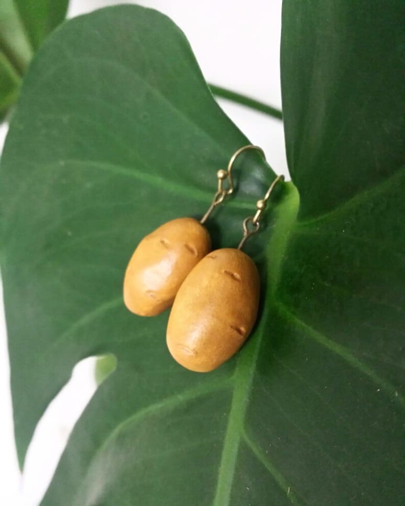 Russet Potato dangle earrings vegan jewelry potatoes potato Etsy
