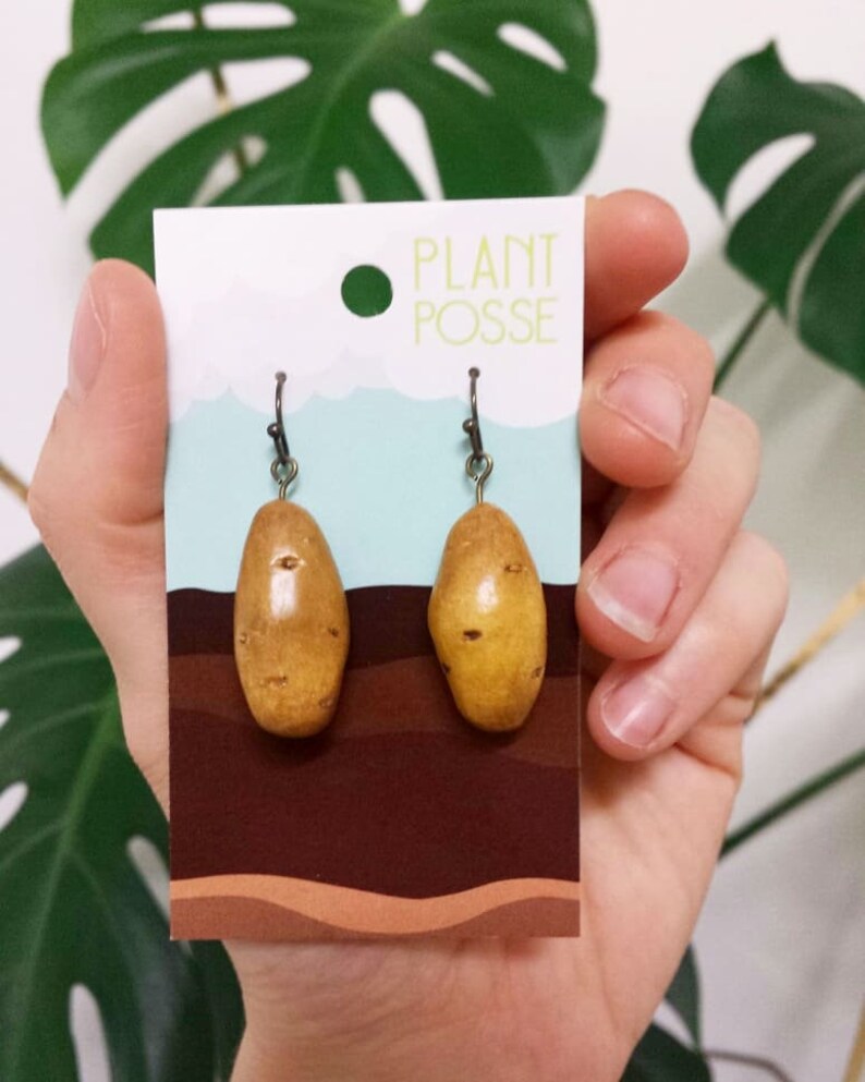 Russet Potato dangle earrings vegan jewelry potatoes potato Etsy