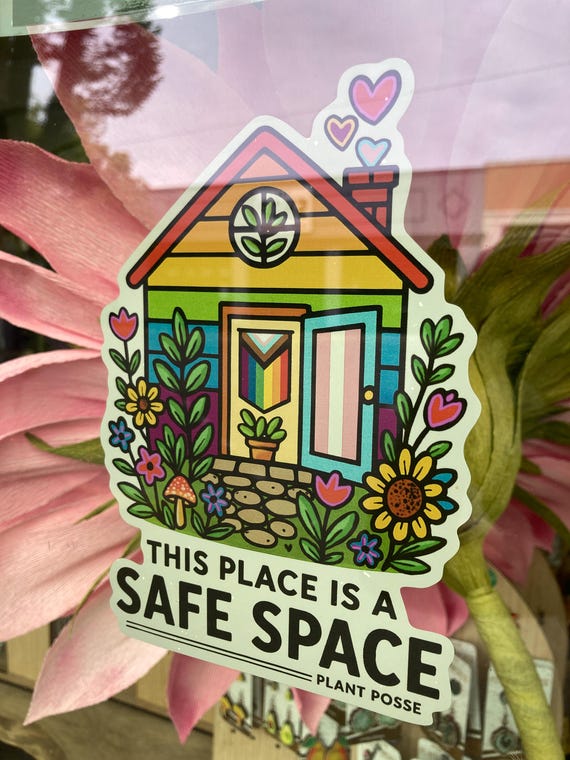 Rainbow Safe Space Window Decal: LGBTQ+ Ally Sign, Inclusive Decor