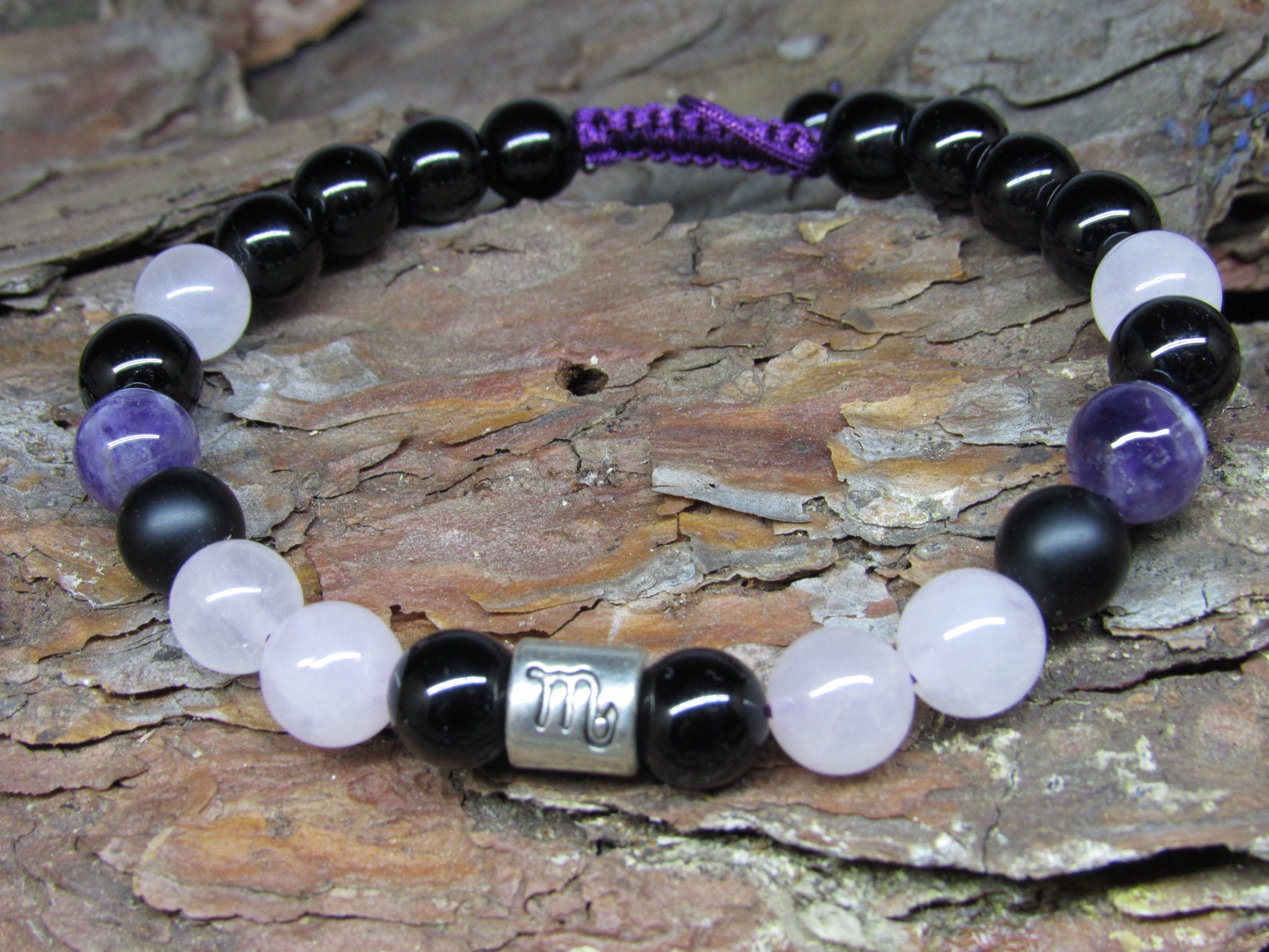 Scorpio zodiac sign Adjustable bracelet Amethyst braceletgift Etsy