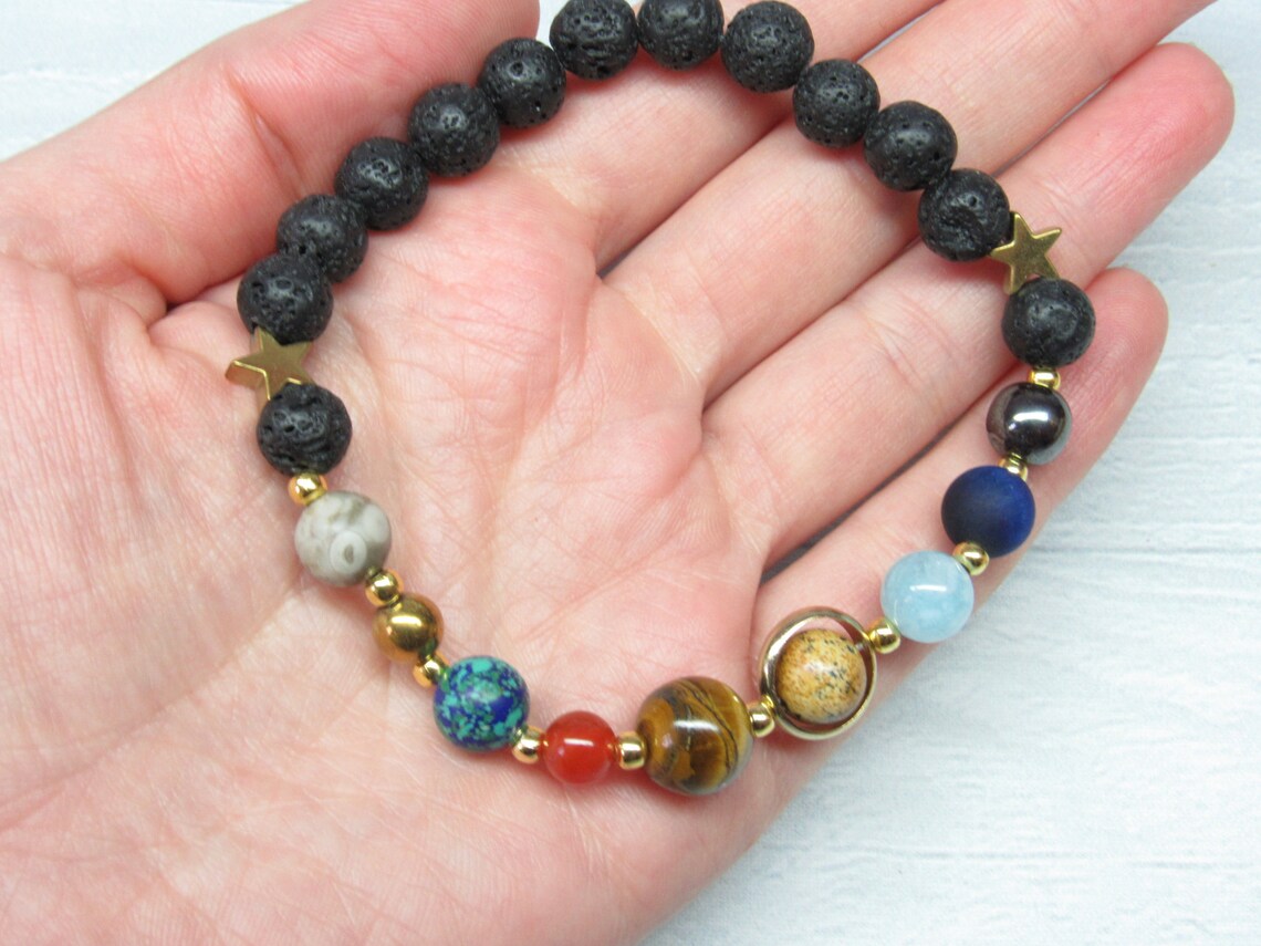 Solar system bracelet 9 Space jewelry Scifi gift Etsy