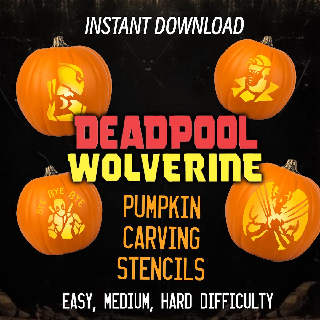 Deadpool Wolverine Pumpkin Carving Stencils 8 Pack Instant Download - Etsy deadpool-wolverine-pumpkin-carving-stencils-8-pack-instant-download-etsy