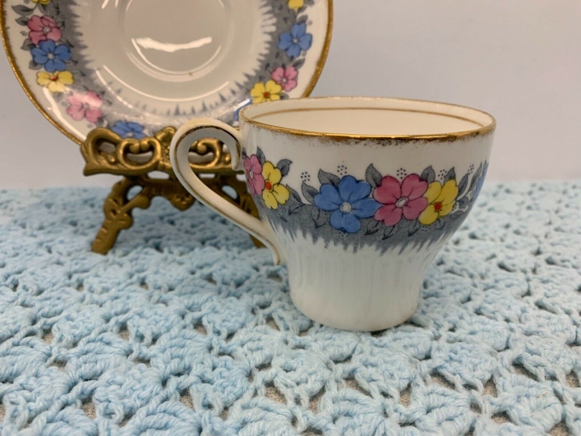 Bell Fine Bone China Made in England Cup & Saucer Multicolored Etsy