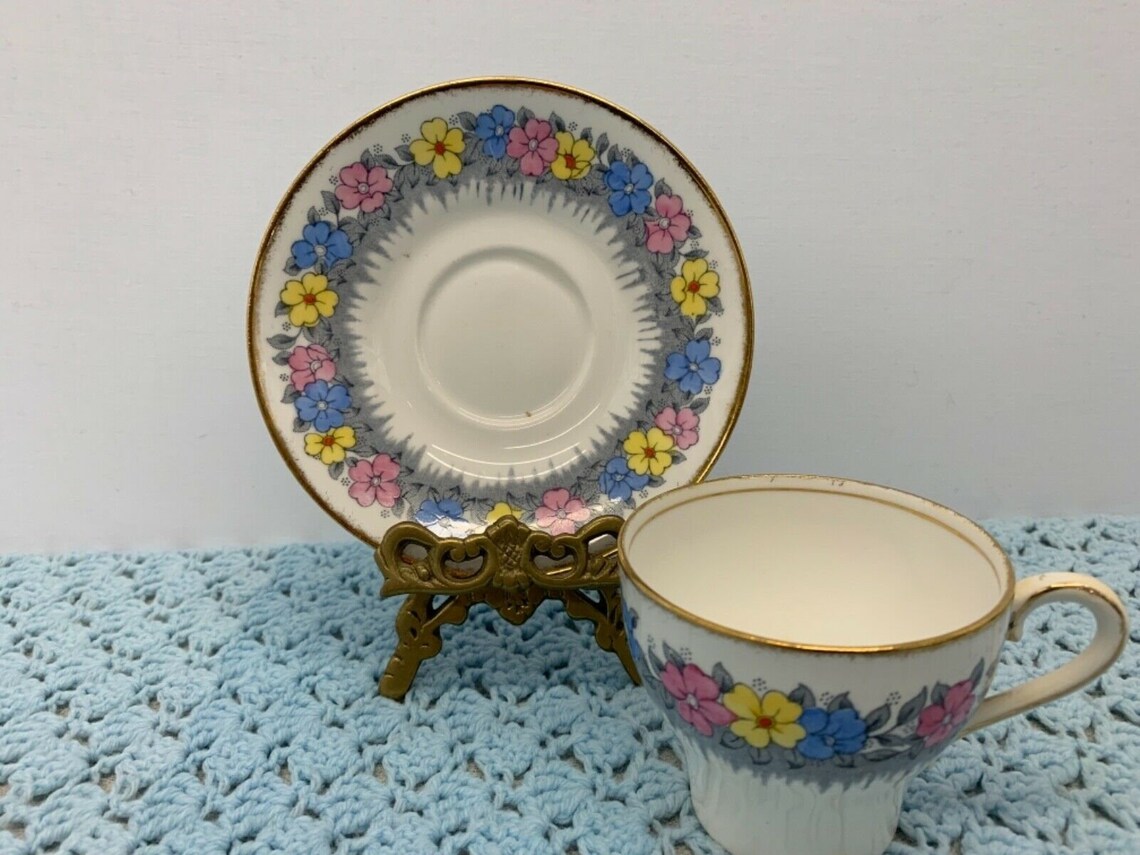 Bell Fine Bone China Made in England Cup & Saucer Multicolored Etsy