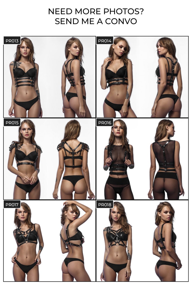 Leather harness Women harness fetish lingerie Luxury harness Mature Rave harness Submissive clothing Choker harness top