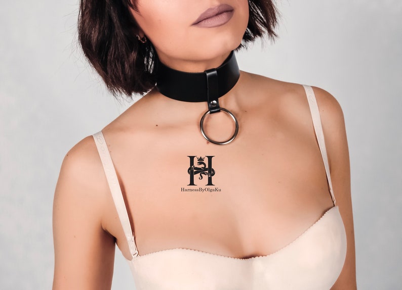 O-Ring Collar,Ring leather Collar,Leather bondage collar,Play collar,Locking slave collar,Collars for women,Locking collar,Sub collar,Mature 