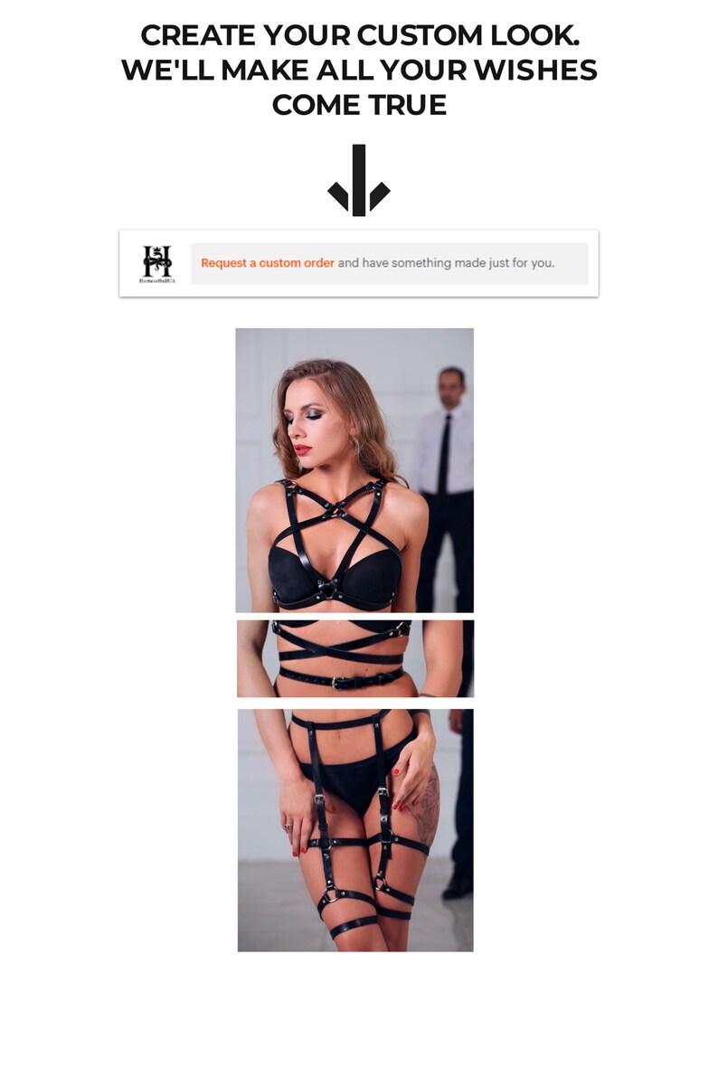 Leather harness Women harness fetish lingerie Luxury harness Mature Rave harness Submissive clothing Choker harness top