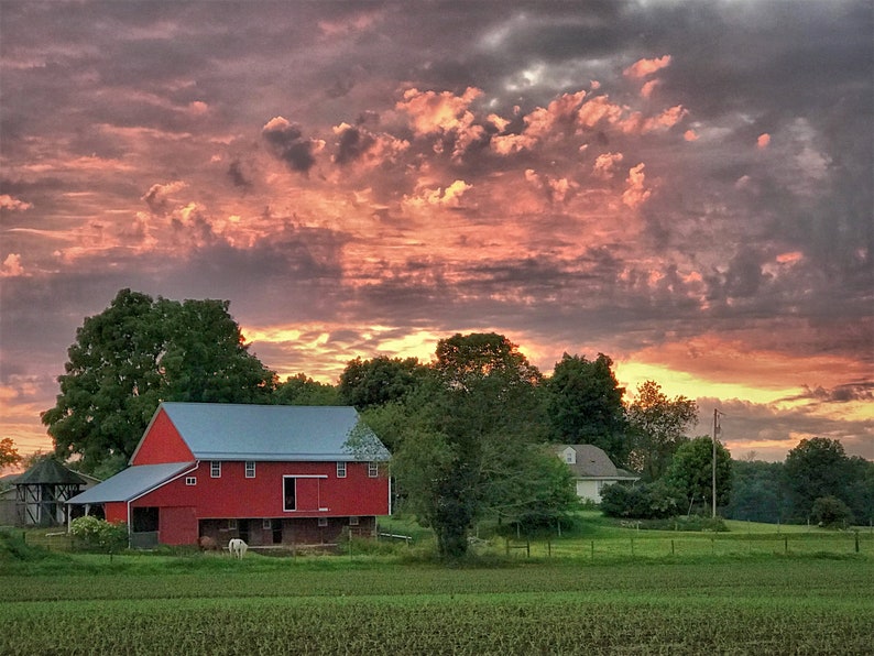Sunset Barn | Etsy