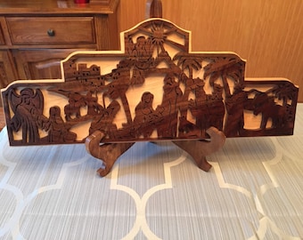 Walnut Christmas Nativity Scene