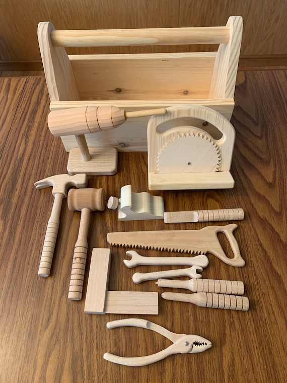 Wooden tool kit toy hotsell