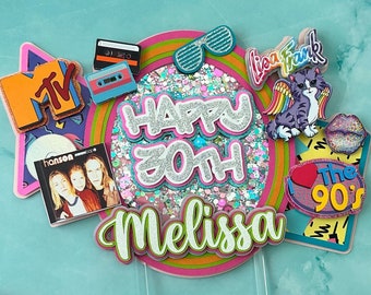 I Love the 90's Cake Topper, 90's Cake Topper, 90's Themed Party Supplies