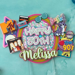 I Love the 90's Cake Topper, 90's Cake Topper, 90's Themed Party Supplies