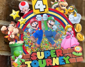 Light Up Video Game Cake Topper, Super Mario Brothers inspired Cake Topper, Birthday Cake Topper