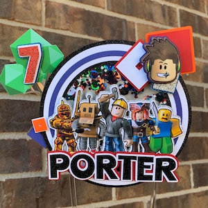 Roblox Cake Topper, Roblox Theme Birthday Party, Roblox Boy Birthday Decor, Roblox Shaker Cake Topper